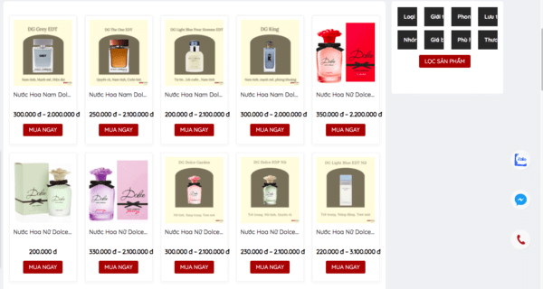 Bảng giá nước hoa Dolce & Gabbana của nhà Ken Perfume