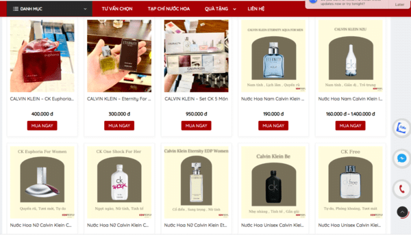 Các dòng nước hoa Calvin Klein nhà Ken Perfume