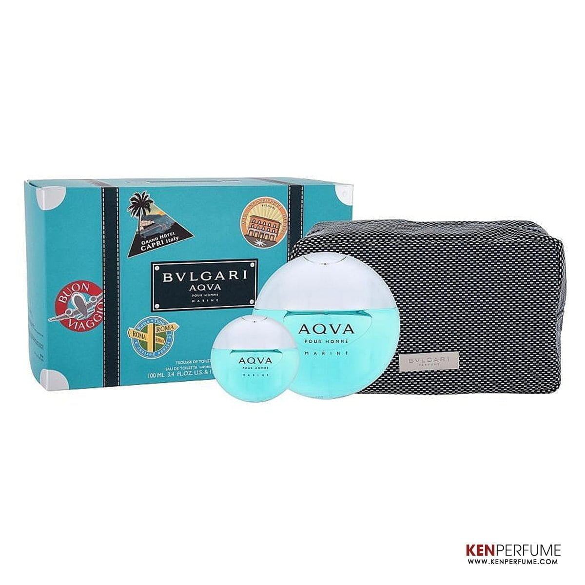 Set Nước Hoa Nam Bvlgari Aqva Marine Pour Homme EDT (100ml + Mini 15ml)
