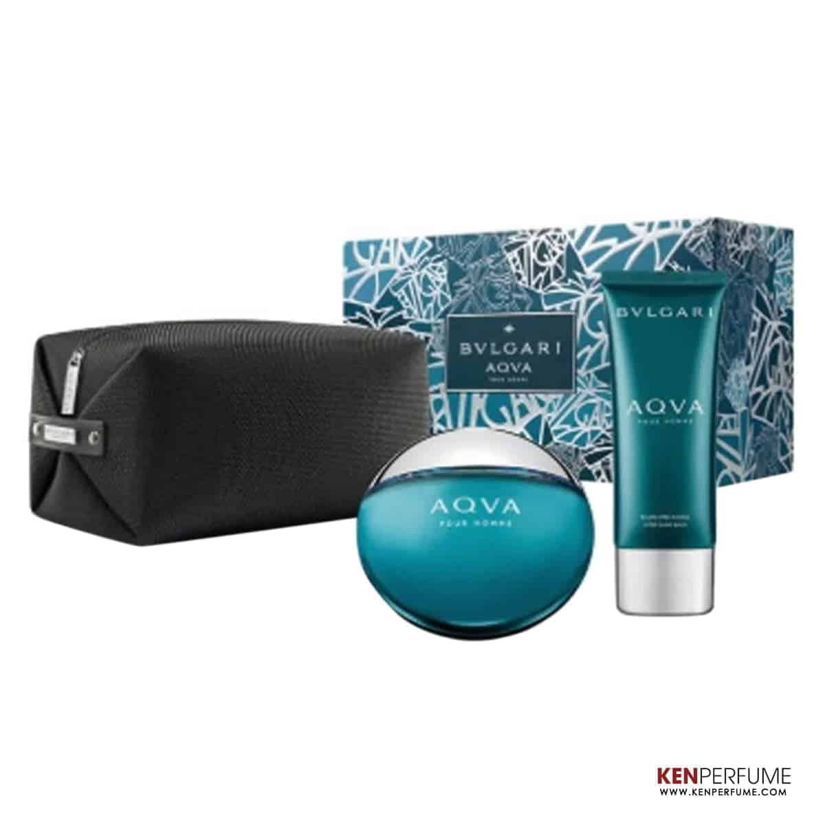 Set Nước Hoa Nam Bvlgari Aqva Pour Homme EDT (100ml + After Shave Balm 100ml + Túi)