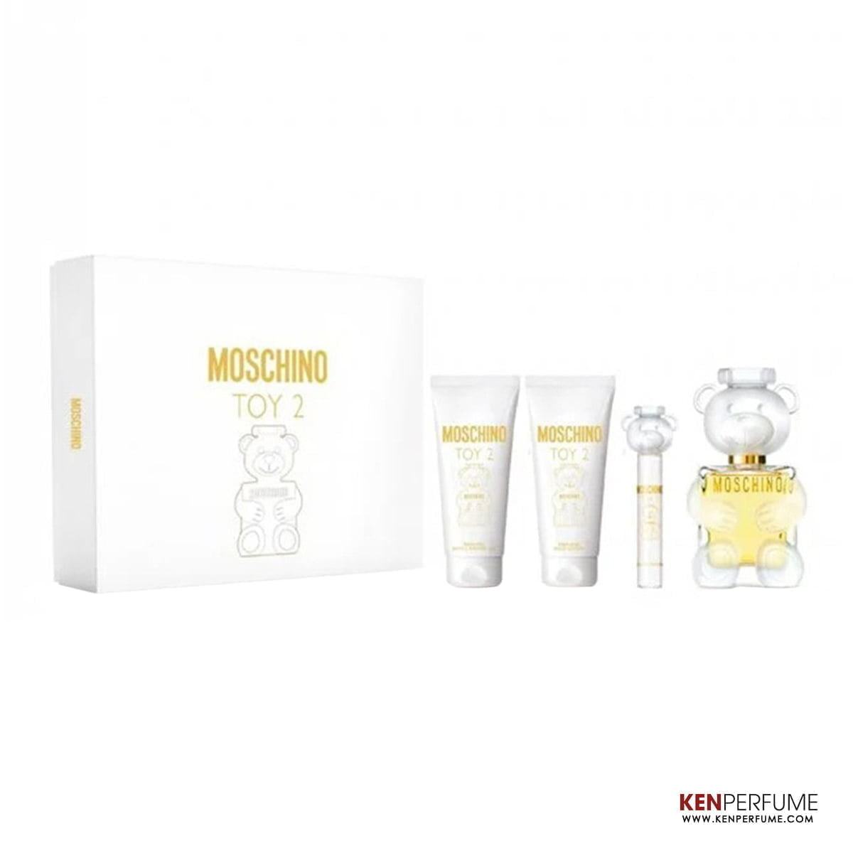 Set Nước Hoa Nữ Moschino Toy 2 EDP (100ml + Bath & Shower Gel 100ml + Body Lotion 100ml + Mini 10ml)