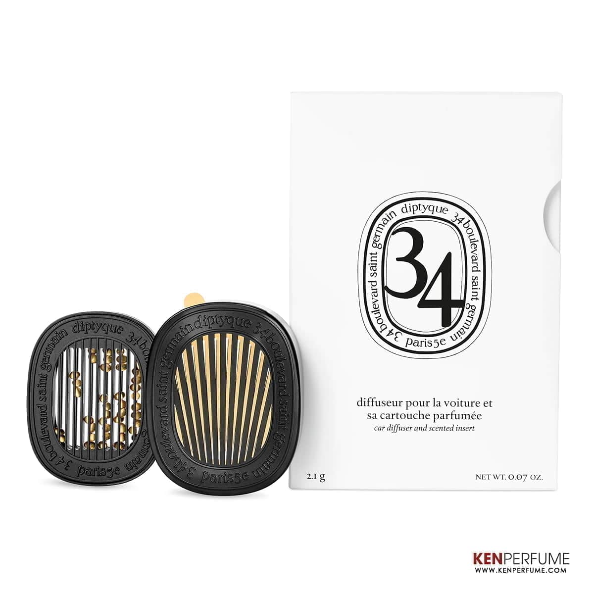 Nước Hoa Ô Tô Diptyque Car Diffuser And Insert 34 Boulevard Saint Germain 2.1g