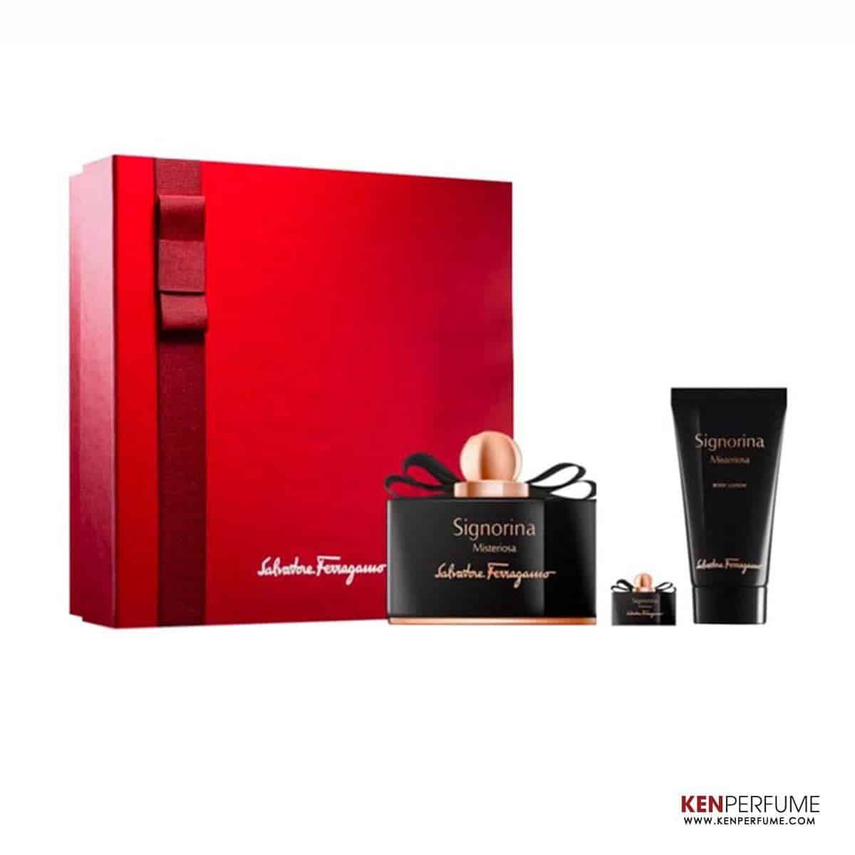 Set Nước Hoa Nữ Salvatore Ferragamo Signorina Misteriosa EDP (100ml + 10ml + Body Lotion 75ml)
