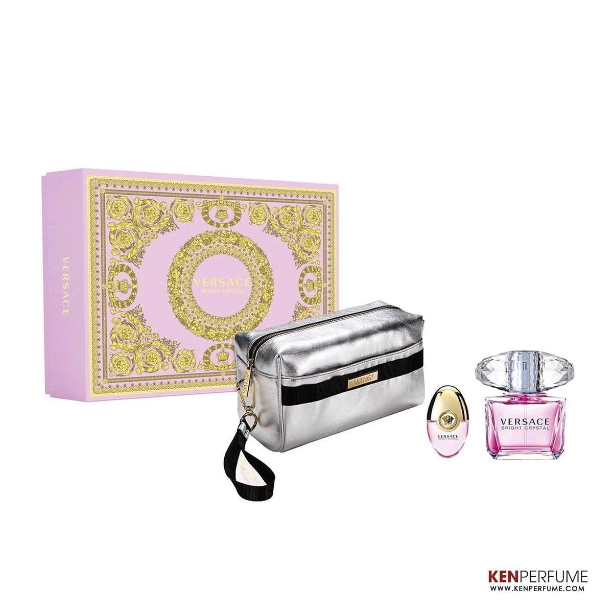 Set Nước Hoa Nữ Versace Bright Crystal EDT (90ml + Mini 10ml + Túi )