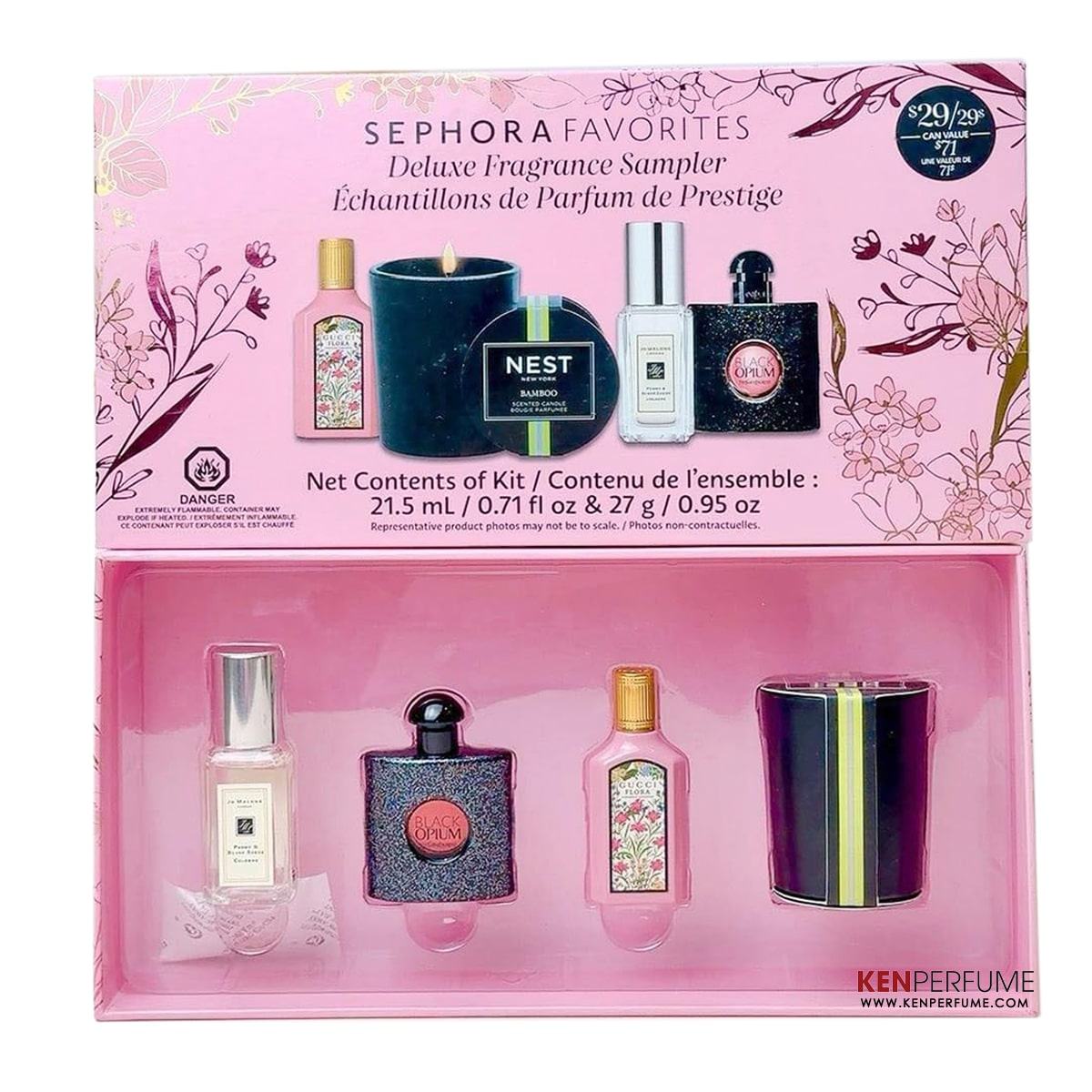 Set Nước Hoa Nữ Sephora Favorites Luxe Perfume Sampler 4 món (Mini + Nến thơm)